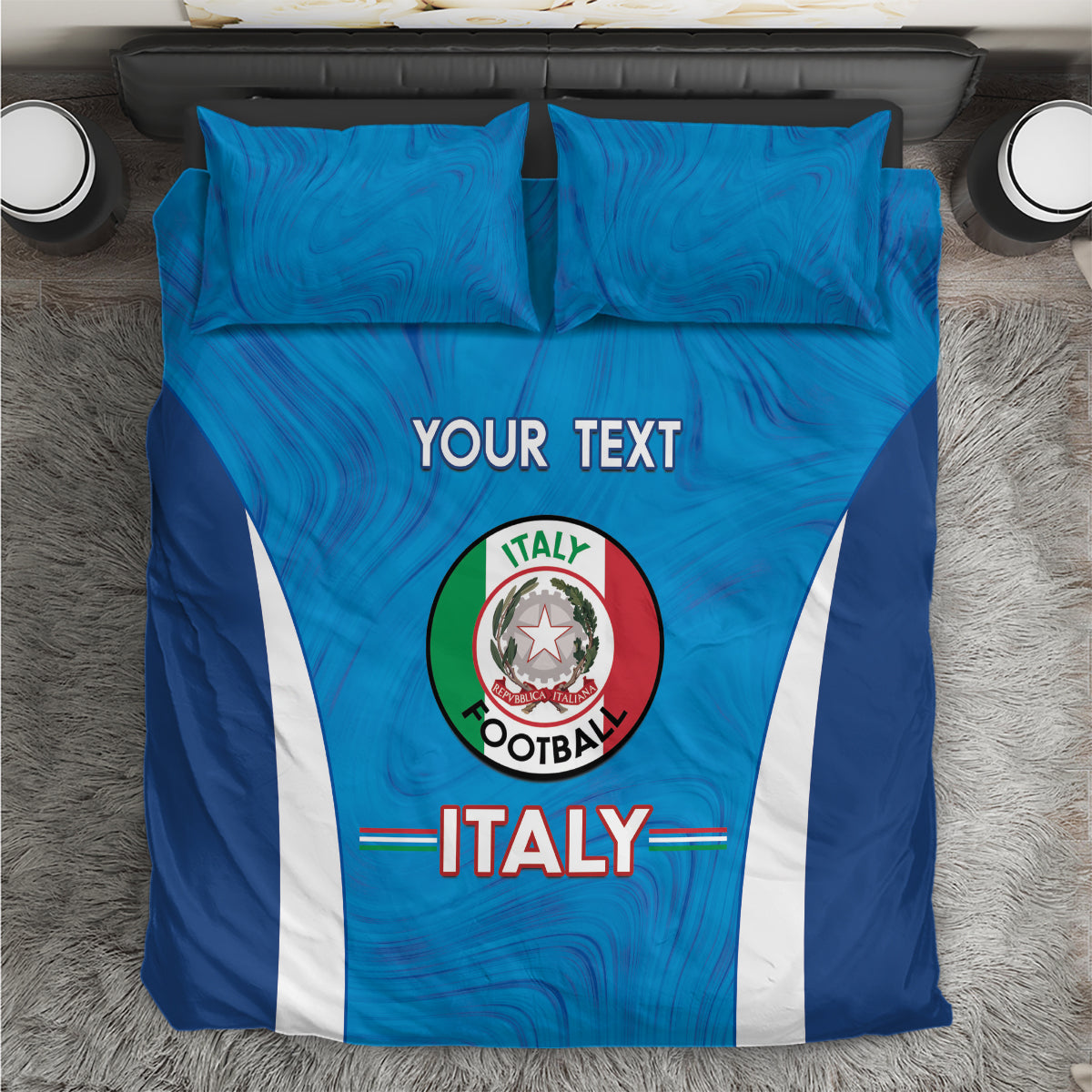 Custom Italy Football Bedding Set 2024 Gli Azzurri Marble Pattern