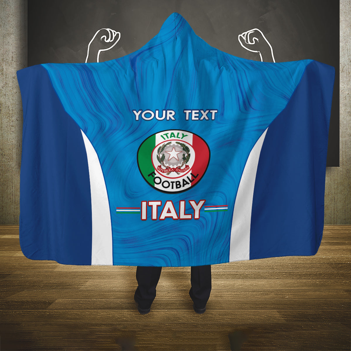 Custom Italy Football Hooded Blanket 2024 Gli Azzurri Marble Pattern