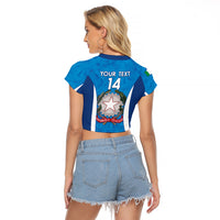 Custom Italy Football Raglan Cropped T Shirt 2024 Gli Azzurri Marble Pattern - Wonder Print Shop