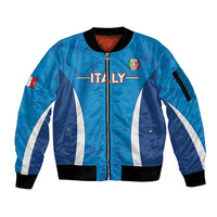 Custom Italy Football Sleeve Zip Bomber Jacket 2024 Gli Azzurri Marble Pattern - Wonder Print Shop