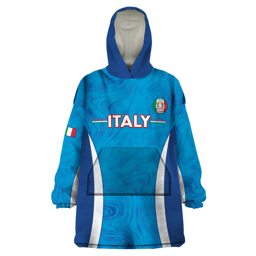 Custom Italy Football Wearable Blanket Hoodie 2024 Gli Azzurri Marble Pattern