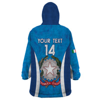 Custom Italy Football Wearable Blanket Hoodie 2024 Gli Azzurri Marble Pattern - Wonder Print Shop
