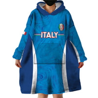 Custom Italy Football Wearable Blanket Hoodie 2024 Gli Azzurri Marble Pattern - Wonder Print Shop