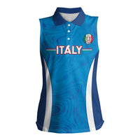Custom Italy Football Women Sleeveless Polo Shirt 2024 Gli Azzurri Marble Pattern - Wonder Print Shop