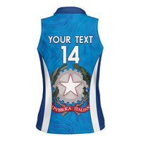 Custom Italy Football Women Sleeveless Polo Shirt 2024 Gli Azzurri Marble Pattern - Wonder Print Shop