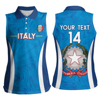 Custom Italy Football Women Sleeveless Polo Shirt 2024 Gli Azzurri Marble Pattern - Wonder Print Shop