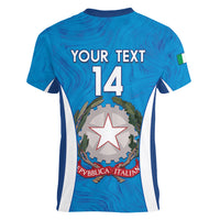 Custom Italy Football Women V-Neck T-Shirt 2024 Gli Azzurri Marble Pattern - Wonder Print Shop