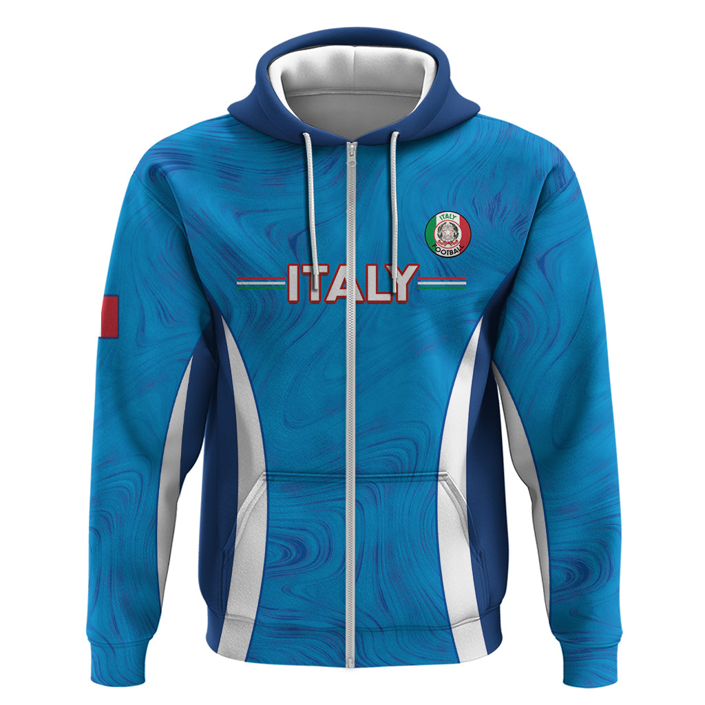 Custom Italy Football Zip Hoodie 2024 Gli Azzurri Marble Pattern