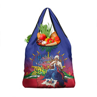 Catherine Flon Haiti Flag Day Grocery Bag Ayiti Cherie Coat Of Arms