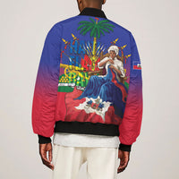 Catherine Flon Haiti Flag Day Sleeve Zip Bomber Jacket Ayiti Cherie Coat Of Arms