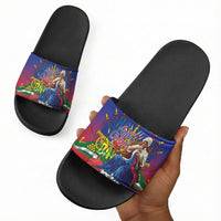 Catherine Flon Haiti Flag Day Slide Sandals Ayiti Cherie Coat Of Arms