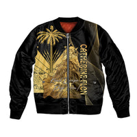 Catherine Flon Haiti Flag Day Sleeve Zip Bomber Jacket National Heroine Koud Drapo Peyi Nou