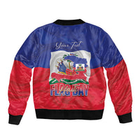 Personalized Haiti Flag Day Bomber Jacket Haitian Women Proud Flag Wave Style