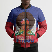 Personalized Haiti Flag Day Bomber Puffer Jacket Haitian Women Proud Flag Wave Style