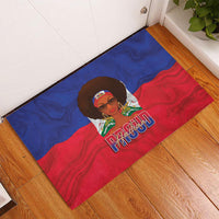 Haiti Flag Day Rubber Doormat Haitian Women Proud Flag Wave Style