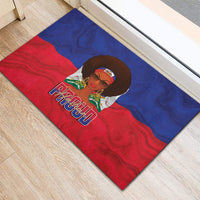 Haiti Flag Day Rubber Doormat Haitian Women Proud Flag Wave Style