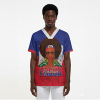 Personalized Haiti Flag Day Scrub Top Haitian Women Proud Flag Wave Style