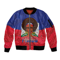 Personalized Haiti Flag Day Sleeve Zip Bomber Jacket Haitian Women Proud Flag Wave Style