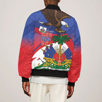 Haiti Flag Day Bomber Jacket Haitian Blood American Heart Eagle With Flag