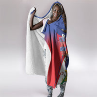 Haiti Flag Day Hooded Blanket Haitian Blood American Heart Eagle With Flag