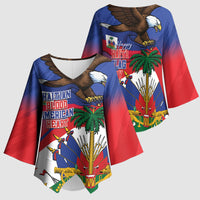 Haiti Flag Day Kimono Sleeve Blouse Haitian Blood American Heart Eagle With Flag
