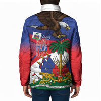 Haiti Flag Day Padded Jacket Haitian Blood American Heart Eagle With Flag