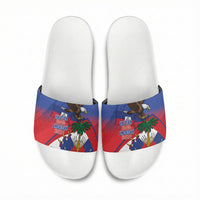 Haiti Flag Day Slide Sandals Haitian Blood American Heart Eagle With Flag
