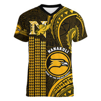 Personalised Hawaii Nanakuli High And Intermediate School Women V Neck T Shirt Polynesian Kakau Pattern - Wonder Print Shop
