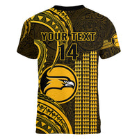 Personalised Hawaii Nanakuli High And Intermediate School Women V Neck T Shirt Polynesian Kakau Pattern - Wonder Print Shop