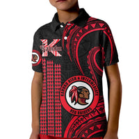 Hawaii Kahuku High And Intermediate School Kid Polo Shirt Red Raiders Kakau Pattern - Wonder Print Shop