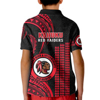 Hawaii Kahuku High And Intermediate School Kid Polo Shirt Red Raiders Kakau Pattern - Wonder Print Shop