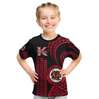 Hawaii Kahuku High And Intermediate School Kid T Shirt Red Raiders Kakau Pattern - Wonder Print Shop