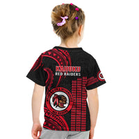 Hawaii Kahuku High And Intermediate School Kid T Shirt Red Raiders Kakau Pattern - Wonder Print Shop
