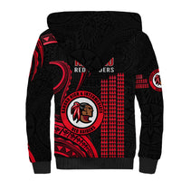 Hawaii Kahuku High And Intermediate School Sherpa Hoodie Red Raiders Kakau Pattern - Wonder Print Shop