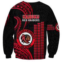 Hawaii Kahuku High And Intermediate School Sweatshirt Red Raiders Kakau Pattern - Wonder Print Shop