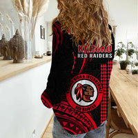 Hawaii Kahuku High And Intermediate School Women Casual Shirt Red Raiders Kakau Pattern - Wonder Print Shop