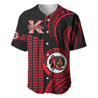 Personalised Hawaii Kahuku High And Intermediate School Baseball Jersey Red Raiders Kakau Pattern - Wonder Print Shop