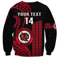 Personalised Hawaii Kahuku High And Intermediate School Sweatshirt Red Raiders Kakau Pattern - Wonder Print Shop
