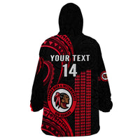 Personalised Hawaii Kahuku High And Intermediate School Wearable Blanket Hoodie Red Raiders Kakau Pattern - Wonder Print Shop