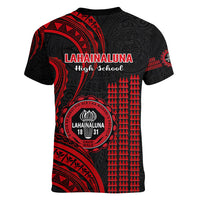 Hawaii Lahainaluna High School Women V Neck T Shirt Polynesian Kakau Pattern - Wonder Print Shop