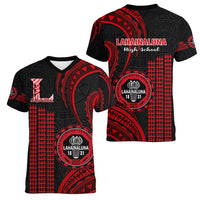 Hawaii Lahainaluna High School Women V Neck T Shirt Polynesian Kakau Pattern - Wonder Print Shop
