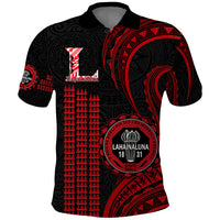 Personalised Hawaii Lahainaluna High School Polo Shirt Polynesian Kakau Pattern - Wonder Print Shop