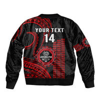 Personalised Hawaii Lahainaluna High School Sleeve Zip Bomber Jacket Polynesian Kakau Pattern - Wonder Print Shop