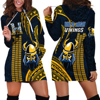 Hawaii Hilo High School Hoodie Dress Vikings Polynesian Kakau Pattern - Wonder Print Shop