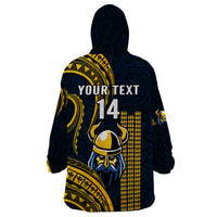 Personalised Hawaii Hilo High School Wearable Blanket Hoodie Vikings Polynesian Kakau Pattern - Wonder Print Shop