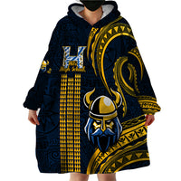 Personalised Hawaii Hilo High School Wearable Blanket Hoodie Vikings Polynesian Kakau Pattern - Wonder Print Shop