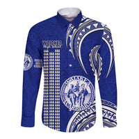 Hawaii Waiakea High School Long Sleeve Button Shirt Polynesian Kakau Pattern - Wonder Print Shop