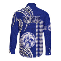 Hawaii Waiakea High School Long Sleeve Button Shirt Polynesian Kakau Pattern - Wonder Print Shop