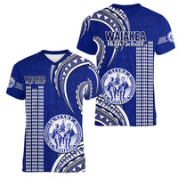 Hawaii Waiakea High School Women V Neck T Shirt Polynesian Kakau Pattern - Wonder Print Shop