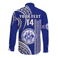 Personalised Hawaii Waiakea High School Long Sleeve Button Shirt Polynesian Kakau Pattern - Wonder Print Shop